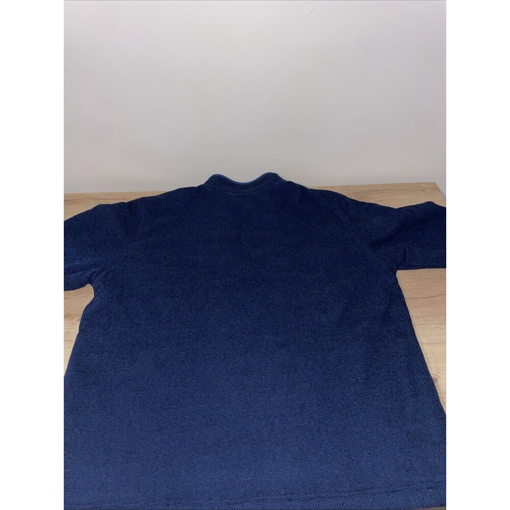 Orvis Sweater Mens XL Blue Sherpa Lined Waffle Fleece Quarter Zip Pullover Top - Picture 2 of 10